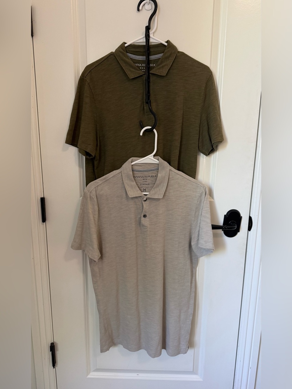 TWO Banana Republic Men’s Olive and Light Gray Polo Shirts